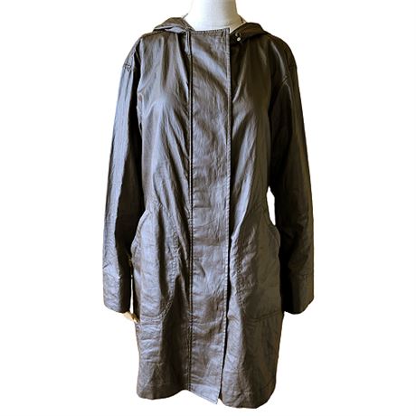 Theory Coated Linen Hooded Raincoat