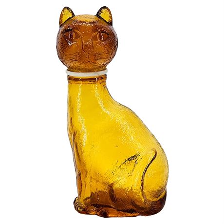 Mid-Century Italian Amber Glass Cat Bottle