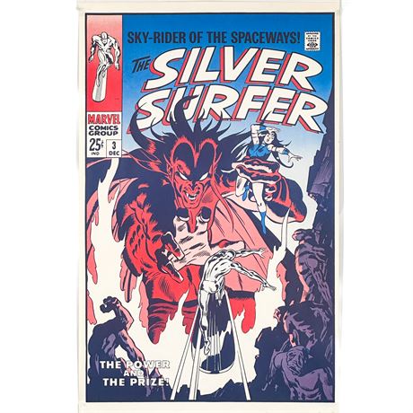 Vintage Marvel Poster Print of "The Silver Surfer" Issue 3 Comic Book Cover