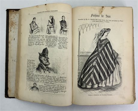 Antique 1860 Harper’s New Monthly Magazine Civil War era Leather Bound Book