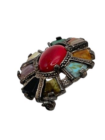 Vintage Celtic glass brooch