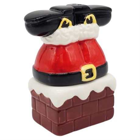Vintage Ceramic Santa in Chimney Salt & Pepper Shakers Set