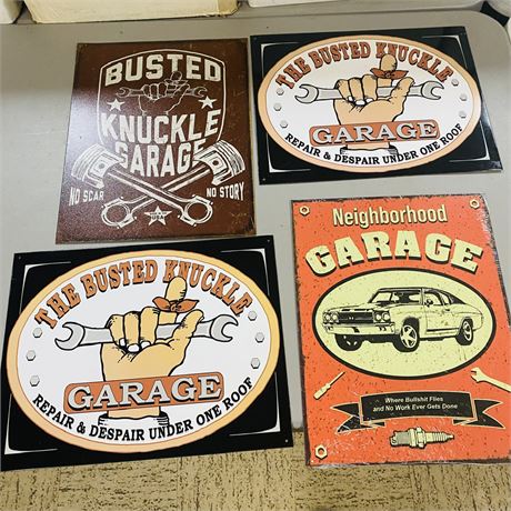 4 Man Cave Metal Retro Signs 12.5” x 16”