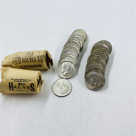 $20 BU 1969 Kennedy Half Dollars