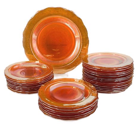 Lot of Assorted Federal “Normandie” Marigold Carnival Glass Plates