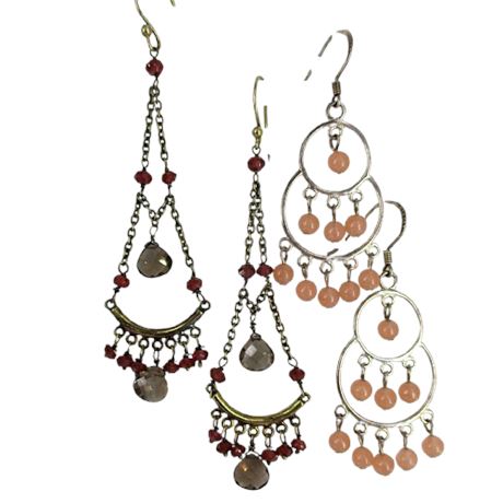 Bohemian Chandelier Facet Bead Earrings 925 Sterling 2 Pairs