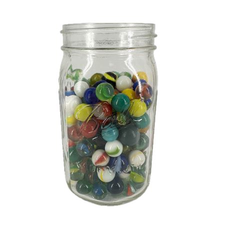 Glass Ball Jar 3/4 Filled with Vintage Glass Marbles