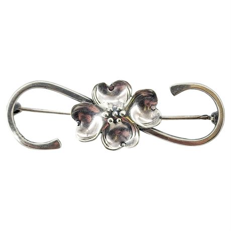Vintage Stuart Nye Style Sterling Silver Dogwood Blossom Brooch