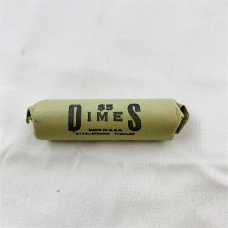 Unsearched $5 Mercury Dime Roll Labeled 1941