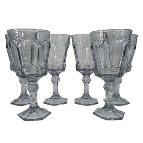Fostoria Pale Blue Goblets with Hexagonal Stem and Base, Set of 6