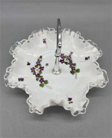 Fenton Violets In The Snow Tidbit Tray