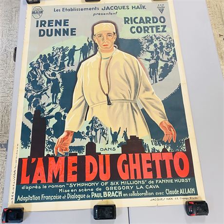Rare Original 1932 L’Ame Du Ghetto Movie Poster