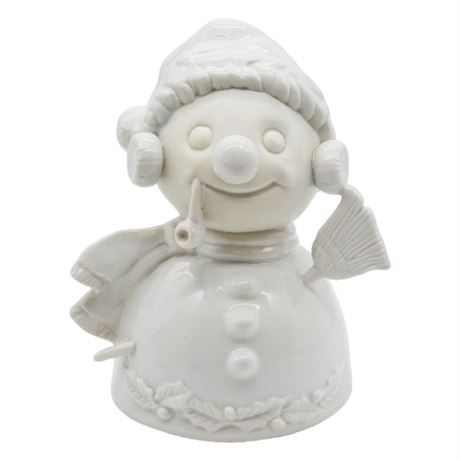 Vintage Dept. 56 Monochrome Ceramic Snowman Coin Bank