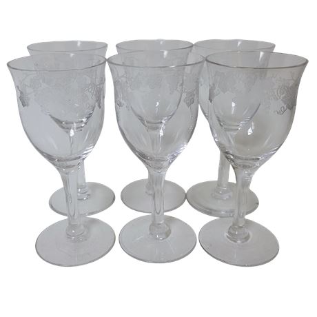 Etched Grape Cordial Glasses - Set of 6