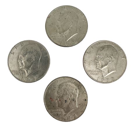Lot of 4 1972 Eisenhower Dollars
