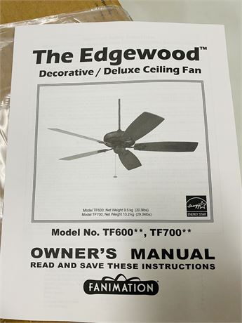New Fanimation Edgewood Ceiling Fan VERY EXPENSIVE
