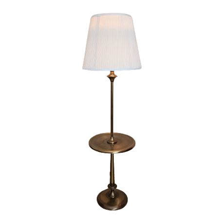 Vintage Brushed Brass Floor Lamp w/ Table
