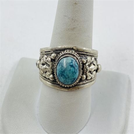 14g Sterling Turquoise Ring Size 10