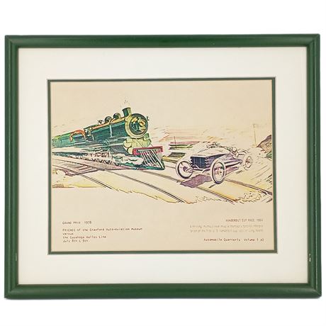 1978 Grand Prix Vanderbilt Cup Race Steam Train & Antique Auto Framed Print
