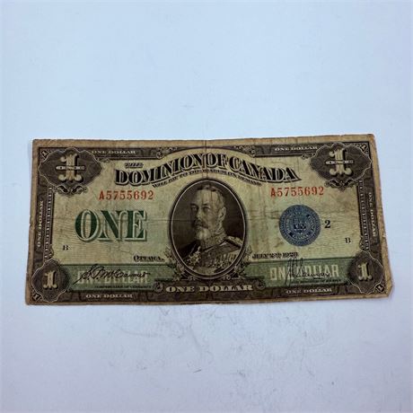 1923 Canadian $1 Note