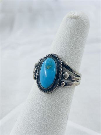 Vtg Navajo Sterling Turquoise Ring Size 6