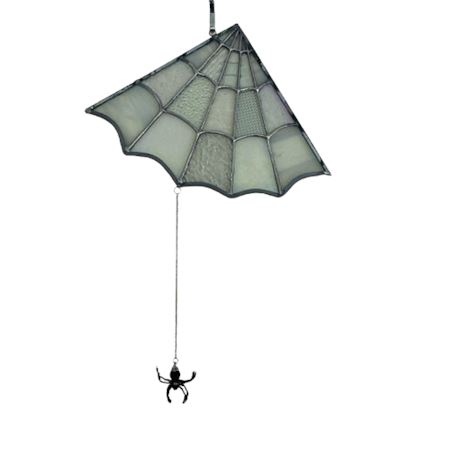 Stained Glass Spider Web with Beaded Spider