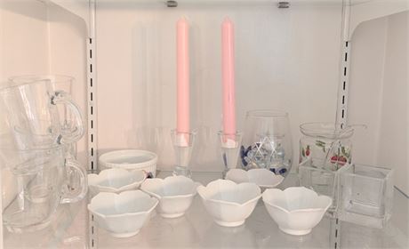 Lot Whole Shelf Buyout - Glass mugs, candlesticks, and more!
