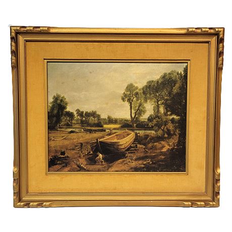 Vintage "Boat-Building Near Flatford Mill" by John Constable Reproduction Print