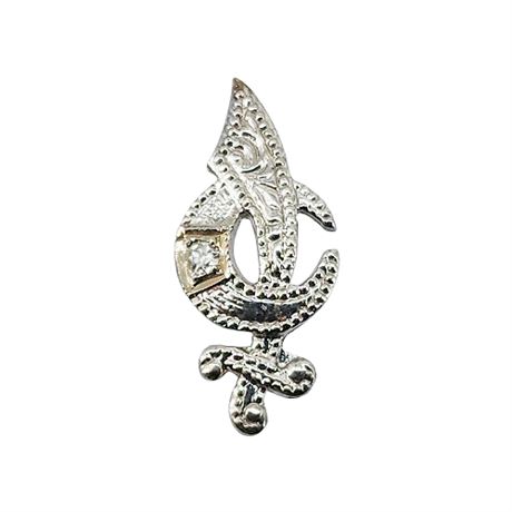 Vintage 14K White Gold Diamond Masonic/Shriner Mini Lapel Pin