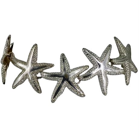 Starfish Link Bracelet – Silver-Tone Coastal Motif