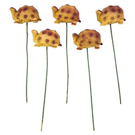 Five Vintage 70s Inarco Mini Turtles on Wire For Crafting