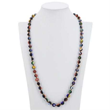 Vtg Italian Millefiori Glass Beaded Necklace