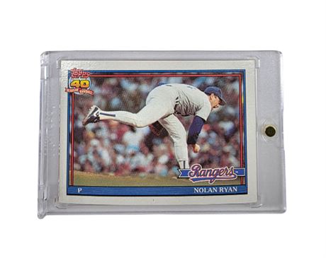 1991 Topps Nolan Ryan Baseball Card in Protective Cover
