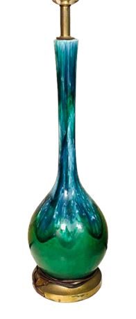 MCM Blue/Green Drip Glaze Ceramic Lamp