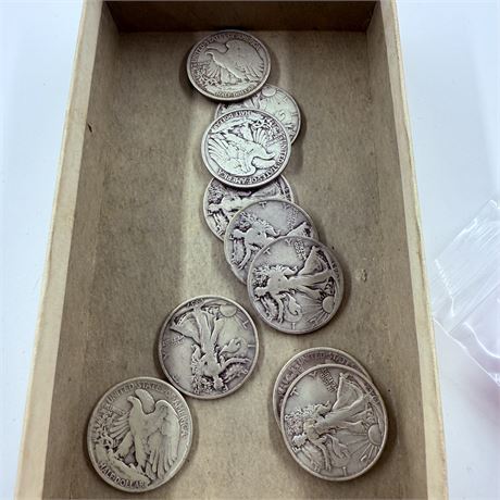 10 Walking Liberty Half Dollars