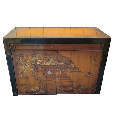 Vintage Habersham Oriental Lacquer Cabinet / Pull-Out Table
