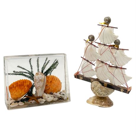 Pair of Vintage Shell Souvenirs