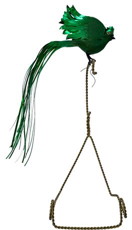 Fab Mid Century Exotic Emerald Bird Tree Ornament