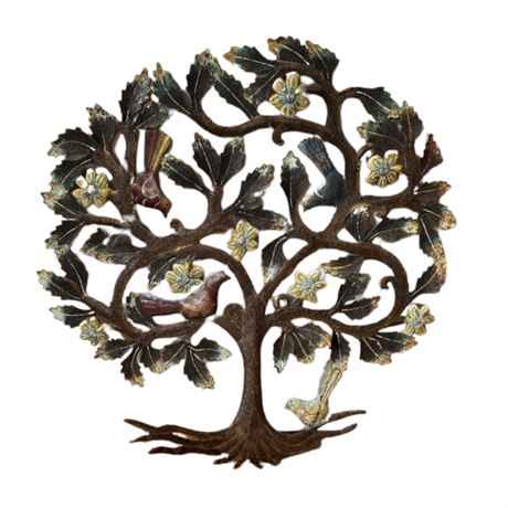 Metal Wall Hanging Tree with Birds