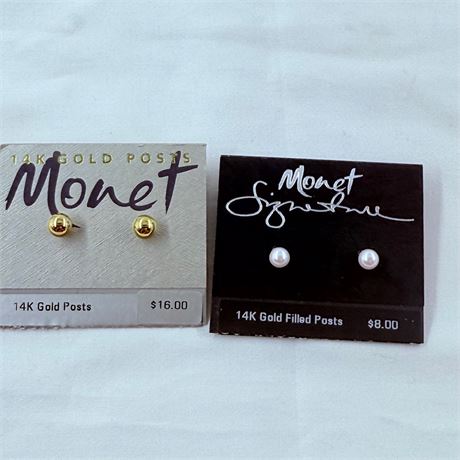 14k Gold Post + GF Post Earring Lot