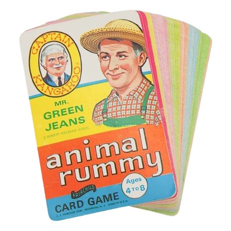 Vintage Captain Kangaroo & Mr. Green Jeans Animal Rummy Card Game