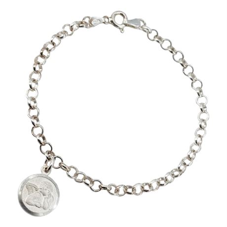 Vintage STEFANI ARGENTO Sterling Silver Cherub Charm Bracelet