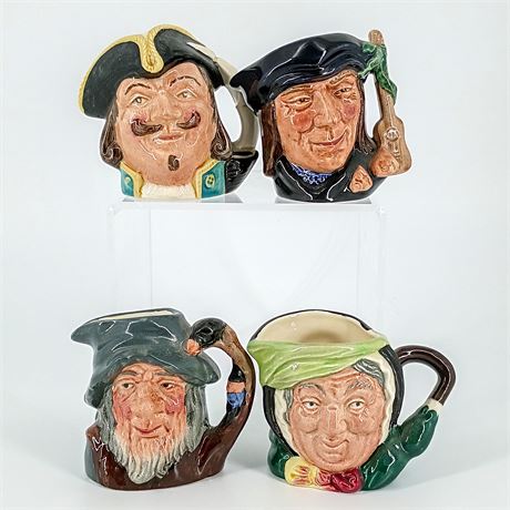 Set of 4 Miniature Royal Doulton Character Jugs – Capt. Morgan, Rip Van Winkle