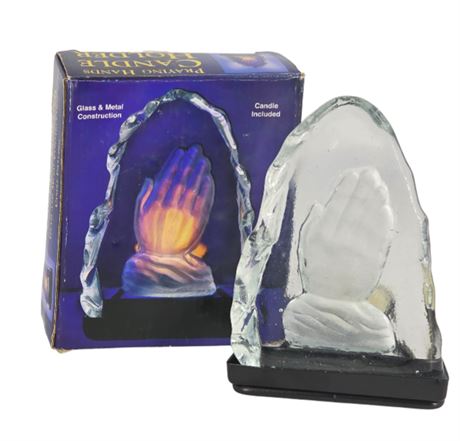 Praying Hands, Glowing Votive Holder with Candle