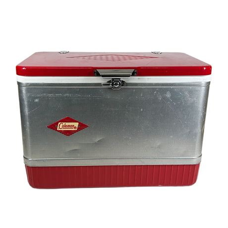 Vintage Red Coleman Snowlite Aluminum Cooler