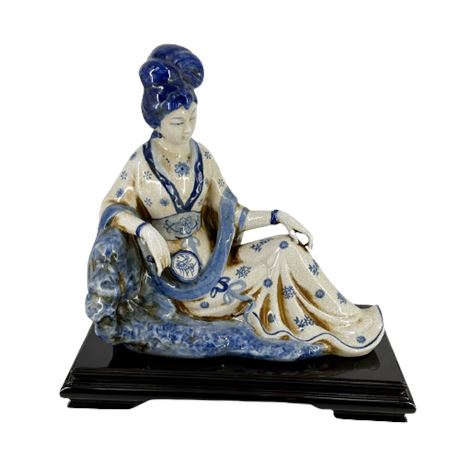 Bombay Company Blue & White Ceramic Geisha Figurine