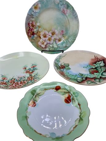 4 Vintage Hand Painted Floral Haviland France & Bavaria Porcelain