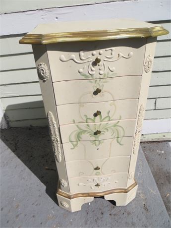 Beautiful Hand Painted Yellow Jewelry Armoire
