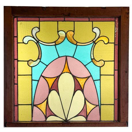 Stained Glass Panel in an Antique Window Frame