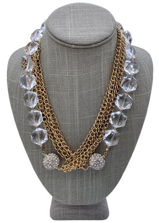 40” Faceted Crystal & Rhinestone Statement Necklace